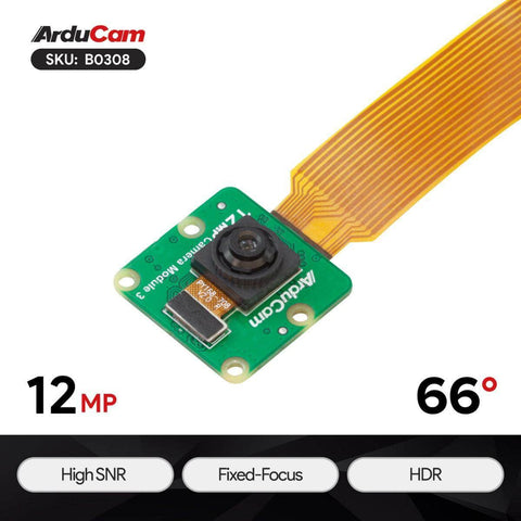 Arducam Camera Arducam 12MP IMX708 Fixed Focus HDR Camera for Raspberry Pi B0308