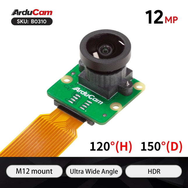 Arducam Camera Arducam 12MP IMX708 HDR 120° Wide Angle Camera for Raspberry Pi B0310