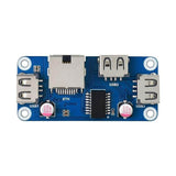 Waveshare Raspberry Pi Ethernet / USB HUB HAT (B) for Raspberry Pi Series, 1x RJ45, 3x USB 2.0