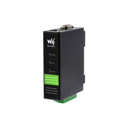 Waveshare Serial Comms RS232/485/422 to Ethernet Serial Server POE, DIN Rail