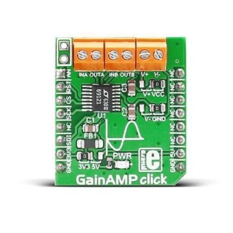 MikroElektronika Analog & Digital GainAMP click - MikroElektronika Digitally Programmable Gain Amplifier (PGA)
