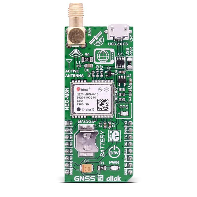 MikroElektronika GPS Sensor GNSS 5 click - MikroElektronika u-blox NEO-M8N GNSS Module